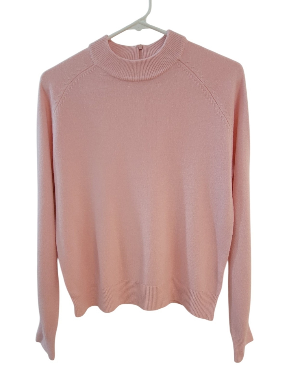 Carolyn Taylor Soft Pink Cozy Preppy Mock Neck Sweater
